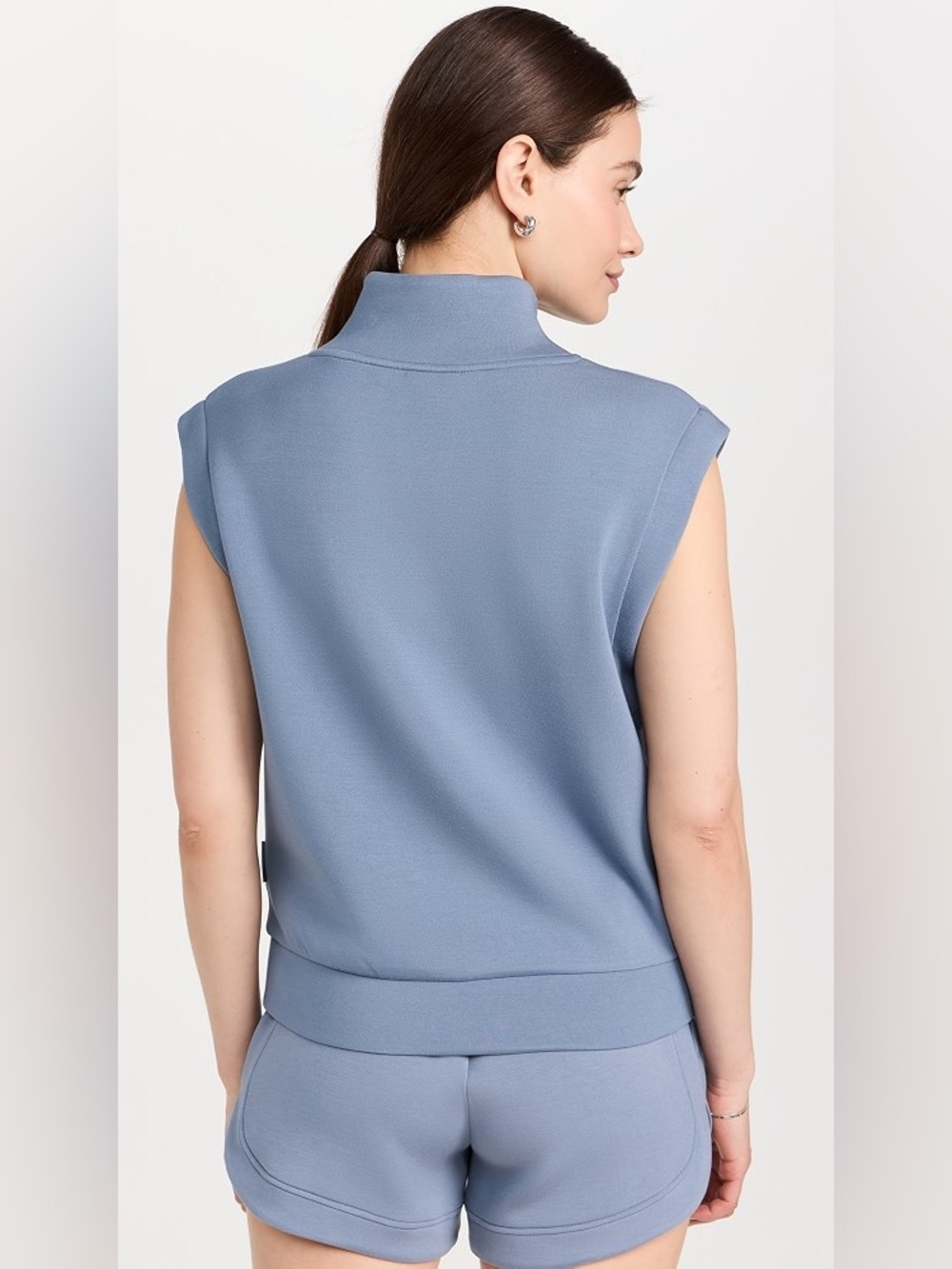 Varley Loretta DoubleSoft Half-Zip Sweater Vest in Stone Blue Size Small - Picture 2 of 15